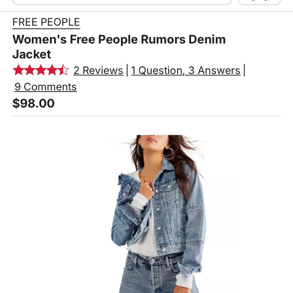 Free People Rumors Denim Jacket - Classic Blue